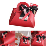 Maxbell 5 Pieces Exquisite PU Leather Wedding Favours Bags Handbag with Ribbons Red