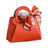 Maxbell 5 Pieces Exquisite PU Leather Wedding Favours Bags Handbag with Ribbons Orange