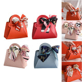 Maxbell 5 Pieces Exquisite PU Leather Wedding Favours Bags Handbag with Ribbons Orange