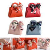 Maxbell 5 Pieces Exquisite PU Leather Wedding Favours Bags Handbag with Ribbons Orange