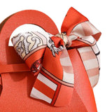 Maxbell 5 Pieces Exquisite PU Leather Wedding Favours Bags Handbag with Ribbons Orange