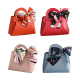 Maxbell 5 Pieces Exquisite PU Leather Wedding Favours Bags Handbag with Ribbons Orange