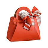 Maxbell 5 Pieces Exquisite PU Leather Wedding Favours Bags Handbag with Ribbons Orange