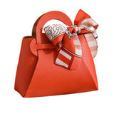 Maxbell 5 Pieces Exquisite PU Leather Wedding Favours Bags Handbag with Ribbons Orange