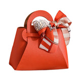 Maxbell 5 Pieces Exquisite PU Leather Wedding Favours Bags Handbag with Ribbons Orange