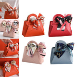 Maxbell 5 Pieces Exquisite PU Leather Wedding Favours Bags Handbag with Ribbons Orange