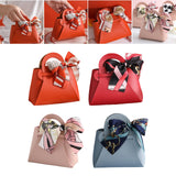 Maxbell 5 Pieces Exquisite PU Leather Wedding Favours Bags Handbag with Ribbons Orange