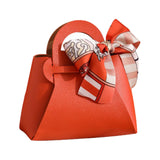 Maxbell 5 Pieces Exquisite PU Leather Wedding Favours Bags Handbag with Ribbons Orange