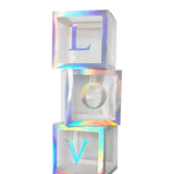 Maxbell Reusable Clear Balloon Boxes W/ Letters Party Supplies  Silver LOVE
