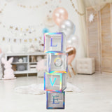 Maxbell Reusable Clear Balloon Boxes W/ Letters Party Supplies  Silver LOVE