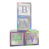 Maxbell Reusable Clear Balloon Boxes W/ Letters Party Supplies  Silver BABY