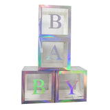 Maxbell Reusable Clear Balloon Boxes W/ Letters Party Supplies  Silver BABY