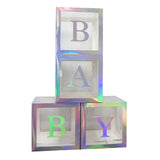 Maxbell Reusable Clear Balloon Boxes W/ Letters Party Supplies  Silver BABY