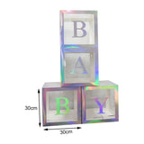 Maxbell Reusable Clear Balloon Boxes W/ Letters Party Supplies  Silver BABY