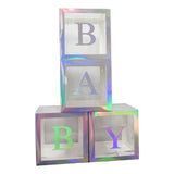 Maxbell Reusable Clear Balloon Boxes W/ Letters Party Supplies  Silver BABY