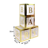 Maxbell Reusable Clear Balloon Boxes W/ Letters Party Supplies  Gold BABY