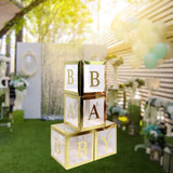 Maxbell Reusable Clear Balloon Boxes W/ Letters Party Supplies  Gold BABY