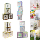 Maxbell Reusable Clear Balloon Boxes W/ Letters Party Supplies  Gold BABY