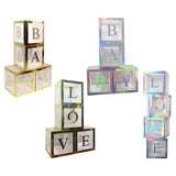 Maxbell Reusable Clear Balloon Boxes W/ Letters Party Supplies  Gold BABY