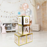 Maxbell Reusable Clear Balloon Boxes W/ Letters Party Supplies  Gold BABY