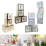 Maxbell Reusable Clear Balloon Boxes W/ Letters Party Supplies  Gold BABY