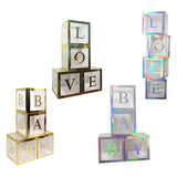 Maxbell Reusable Clear Balloon Boxes W/ Letters Party Supplies  Gold BABY