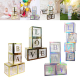 Maxbell Reusable Clear Balloon Boxes W/ Letters Party Supplies  Gold BABY