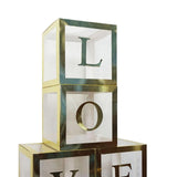 Maxbell Reusable Clear Balloon Boxes W/ Letters Party Supplies  Gold LOVE