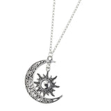 Maxbell Trendy Crescent Moon and Sun Necklace High Polished Jewelry for Women Teen Silver