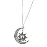 Maxbell Trendy Crescent Moon and Sun Necklace High Polished Jewelry for Women Teen Silver