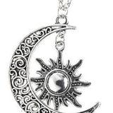 Maxbell Trendy Crescent Moon and Sun Necklace High Polished Jewelry for Women Teen Silver