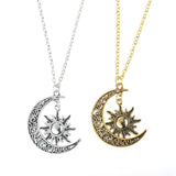 Maxbell Trendy Crescent Moon and Sun Necklace High Polished Jewelry for Women Teen Silver