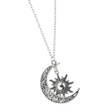 Maxbell Trendy Crescent Moon and Sun Necklace High Polished Jewelry for Women Teen Silver