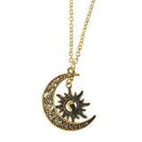 Maxbell Trendy Crescent Moon and Sun Necklace High Polished Jewelry for Women Teen Silver