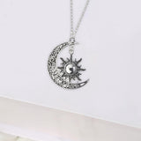 Maxbell Trendy Crescent Moon and Sun Necklace High Polished Jewelry for Women Teen Silver