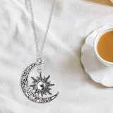 Maxbell Trendy Crescent Moon and Sun Necklace High Polished Jewelry for Women Teen Silver