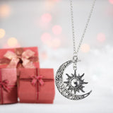 Maxbell Trendy Crescent Moon and Sun Necklace High Polished Jewelry for Women Teen Silver