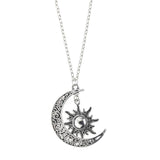 Maxbell Trendy Crescent Moon and Sun Necklace High Polished Jewelry for Women Teen Silver