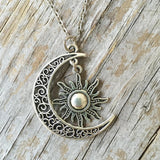 Maxbell Trendy Crescent Moon and Sun Necklace High Polished Jewelry for Women Teen Silver