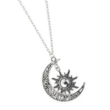 Maxbell Trendy Crescent Moon and Sun Necklace High Polished Jewelry for Women Teen Silver