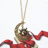 Maxbell Trendy Crescent Moon and Sun Necklace High Polished Jewelry for Women Teen Golden