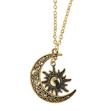 Maxbell Trendy Crescent Moon and Sun Necklace High Polished Jewelry for Women Teen Golden