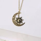 Maxbell Trendy Crescent Moon and Sun Necklace High Polished Jewelry for Women Teen Golden