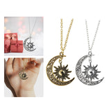 Maxbell Trendy Crescent Moon and Sun Necklace High Polished Jewelry for Women Teen Golden