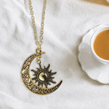 Maxbell Trendy Crescent Moon and Sun Necklace High Polished Jewelry for Women Teen Golden