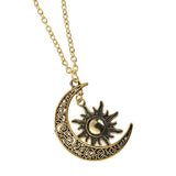 Maxbell Trendy Crescent Moon and Sun Necklace High Polished Jewelry for Women Teen Golden