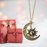 Maxbell Trendy Crescent Moon and Sun Necklace High Polished Jewelry for Women Teen Golden