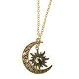 Maxbell Trendy Crescent Moon and Sun Necklace High Polished Jewelry for Women Teen Golden