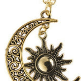 Maxbell Trendy Crescent Moon and Sun Necklace High Polished Jewelry for Women Teen Golden