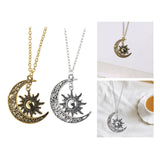 Maxbell Trendy Crescent Moon and Sun Necklace High Polished Jewelry for Women Teen Golden